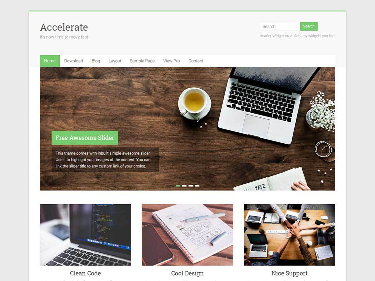Accelerate WordPress portfolio theme by ThemeGrill