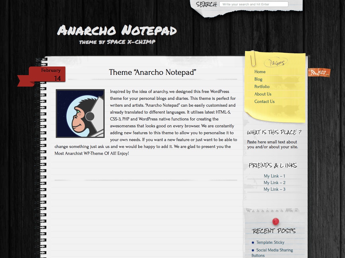 Anarcho Notepad WordPress theme free download