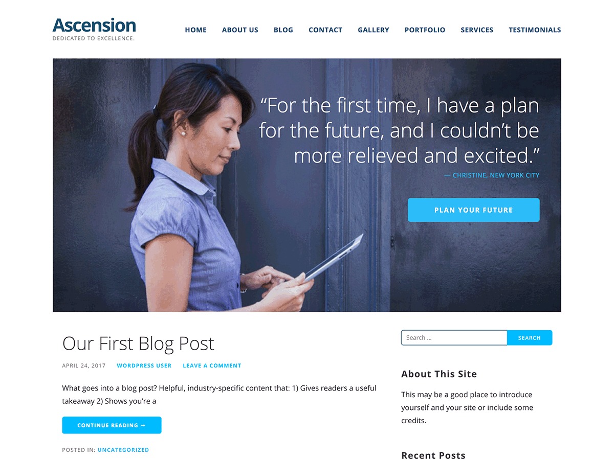 Ascension company WordPress theme by GoDaddy