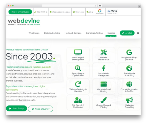 Avada WordPress theme for business - webdevine.co.za