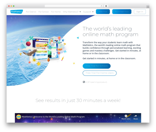 Avada WordPress theme - mathletics.com