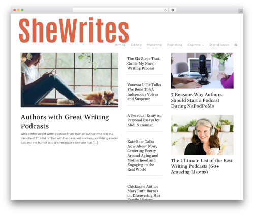 Avada WordPress theme - shewrites.com