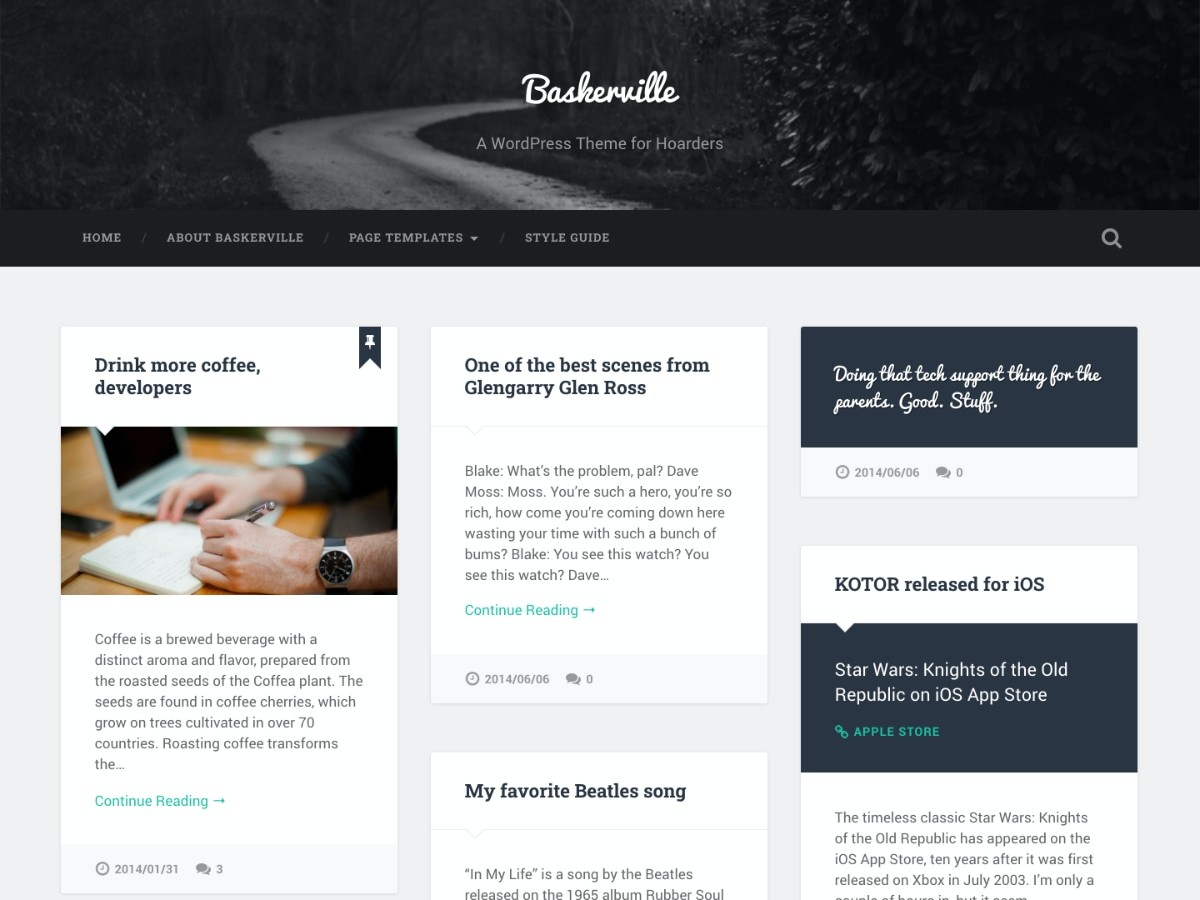 Baskerville wallpapers WordPress theme