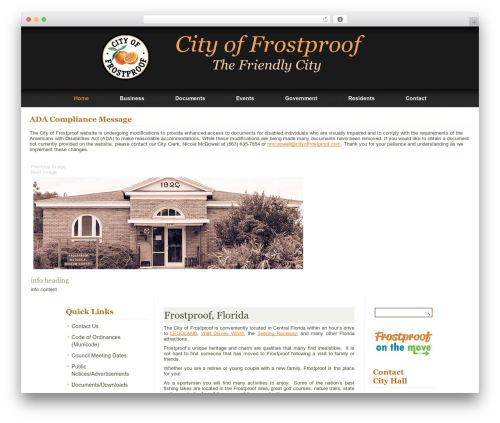 Best WordPress theme frostproof2014 - cityoffrostproof.com