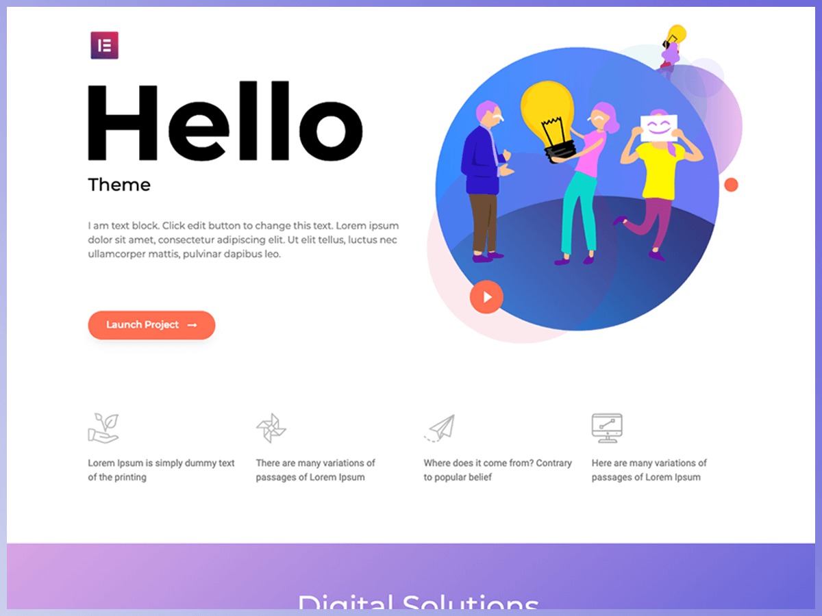 Best WordPress theme Hello Elementor by Elementor Team