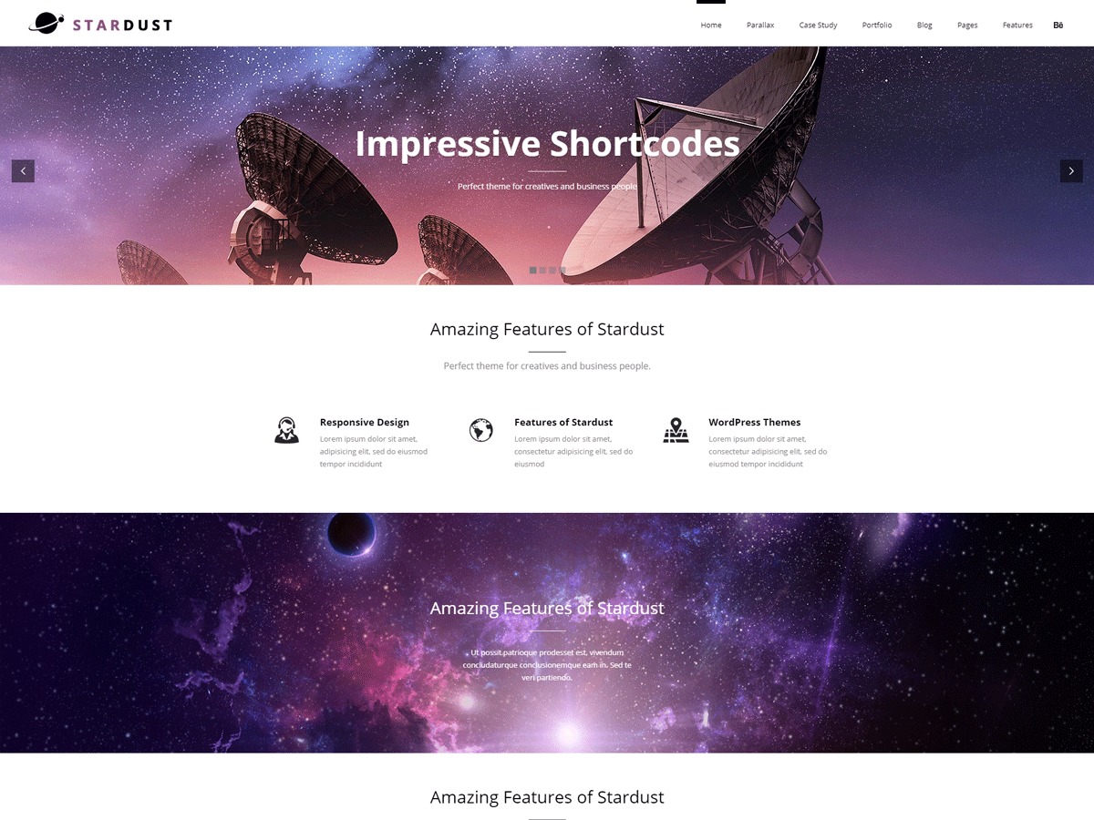 Best WordPress theme Stardust by Qode Interactive