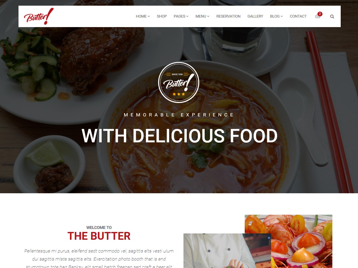 Butter WordPress restaurant theme