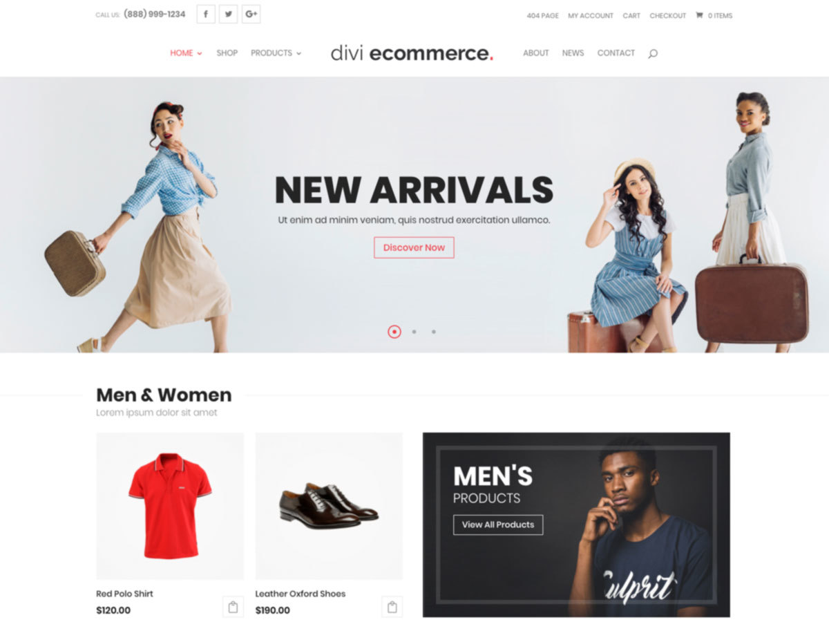 Divi Ecommerce WordPress store theme