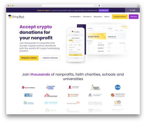 Divi WordPress theme design - thegivingblock.com