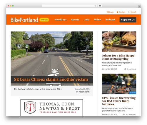 GeneratePress best WordPress theme - bikeportland.org