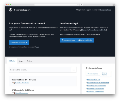 GeneratePress theme free download - generate.support
