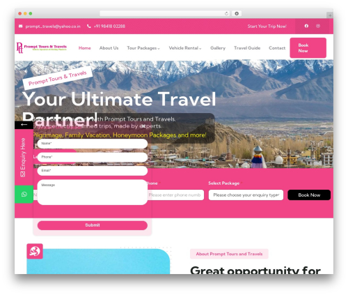 Gowilds WordPress travel theme - prompttravels.com