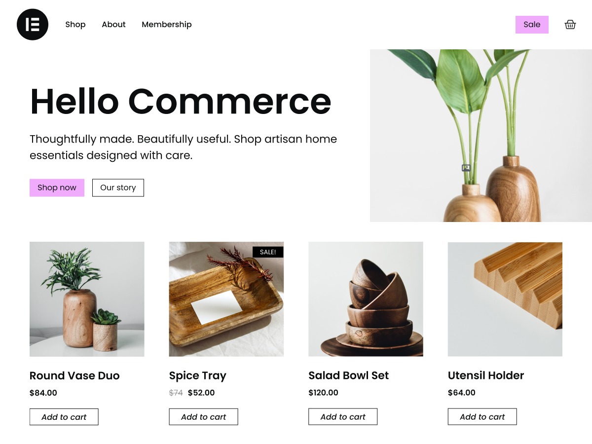 Hello Commerce WordPress ecommerce theme by Elementor Team
