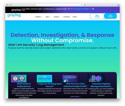 Hello Elementor WordPress page theme - graylog.org