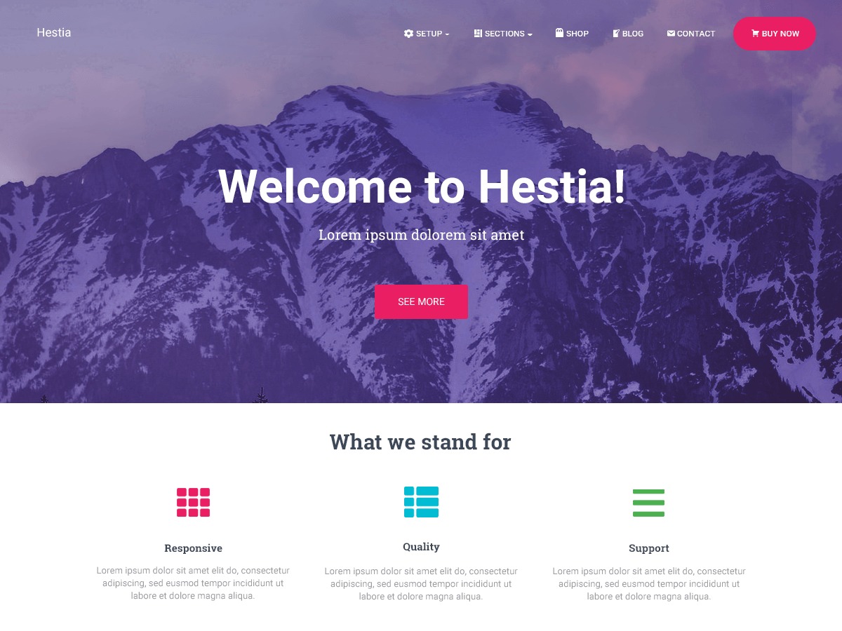 Hestia personal blog WordPress theme