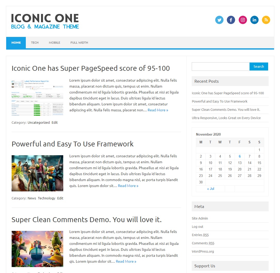 Iconic One free WP theme