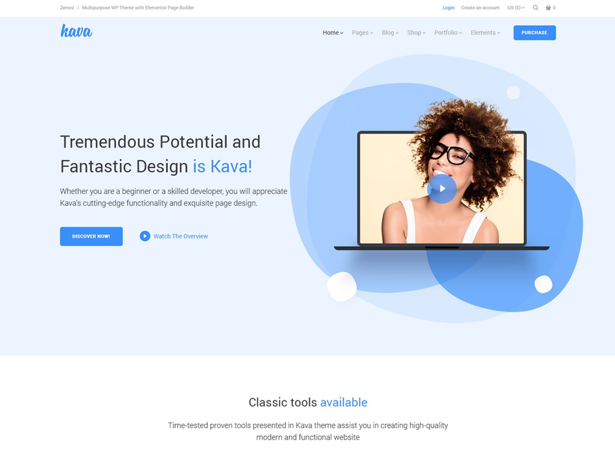 Kava WordPress theme for business