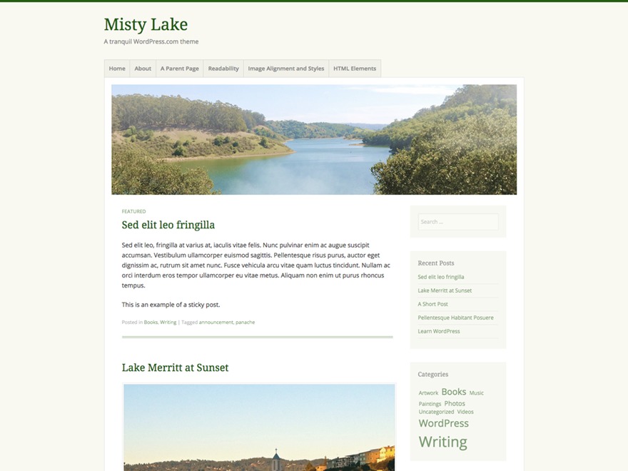 Misty Lake WordPress theme by Automattic