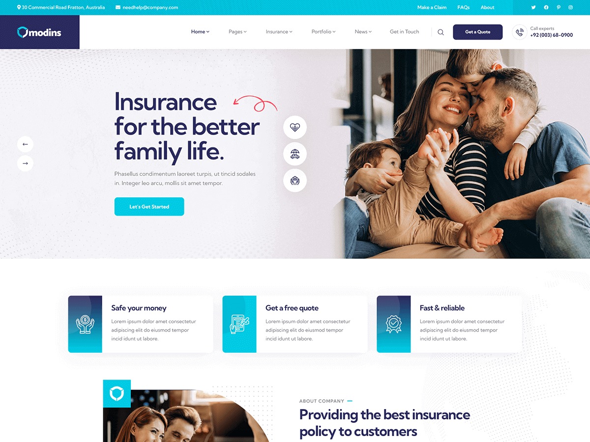 Modins premium WordPress theme