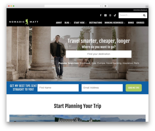 Nomadic Matt WordPress theme - nomadicmatt.com