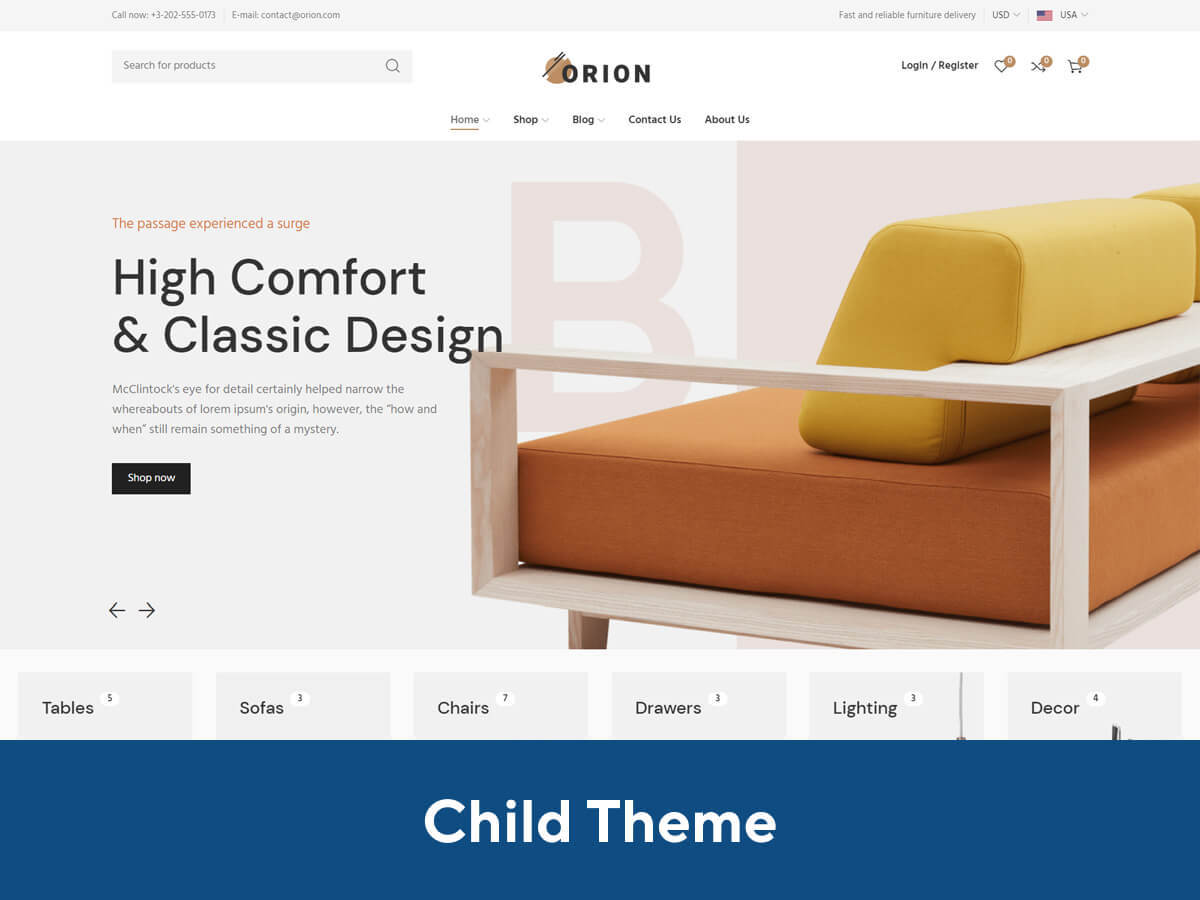 Orion Child top WordPress theme by XTemos