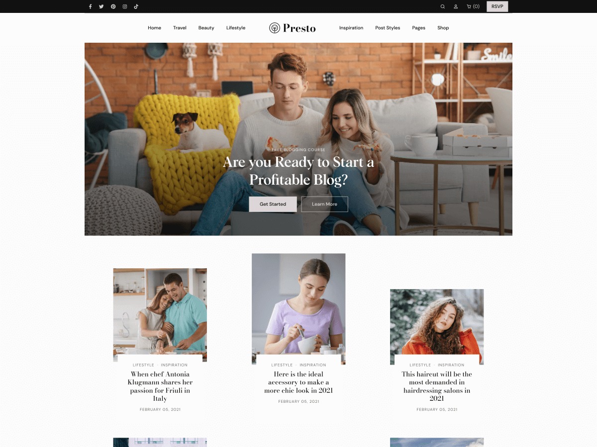 Presto Blog WordPress ecommerce theme