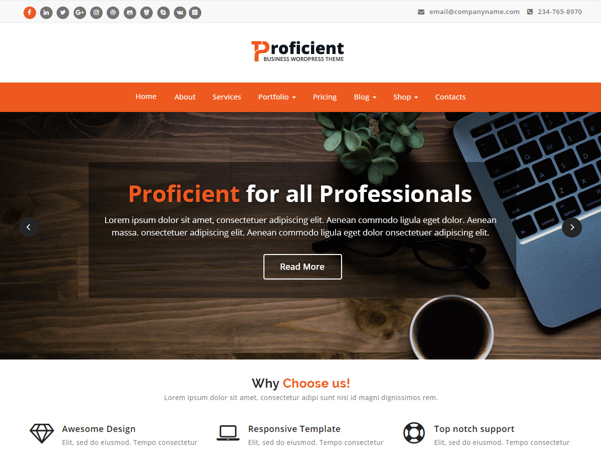 Proficient free WordPress theme