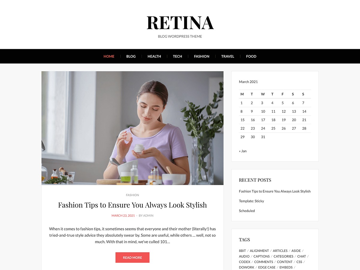 Retina free WordPress theme