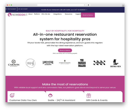 Saasland WordPress restaurant theme - nowbookit.com