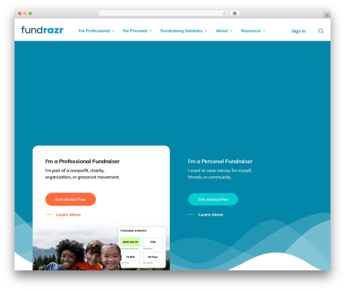 Salient theme WordPress - fundrazr.com
