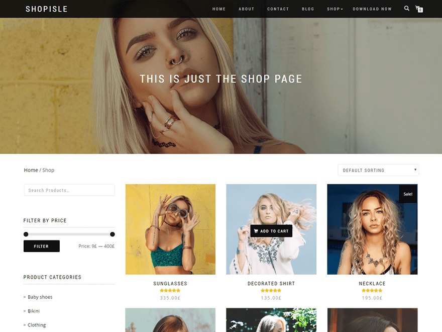 Shop Isle theme WordPress free by Themeisle