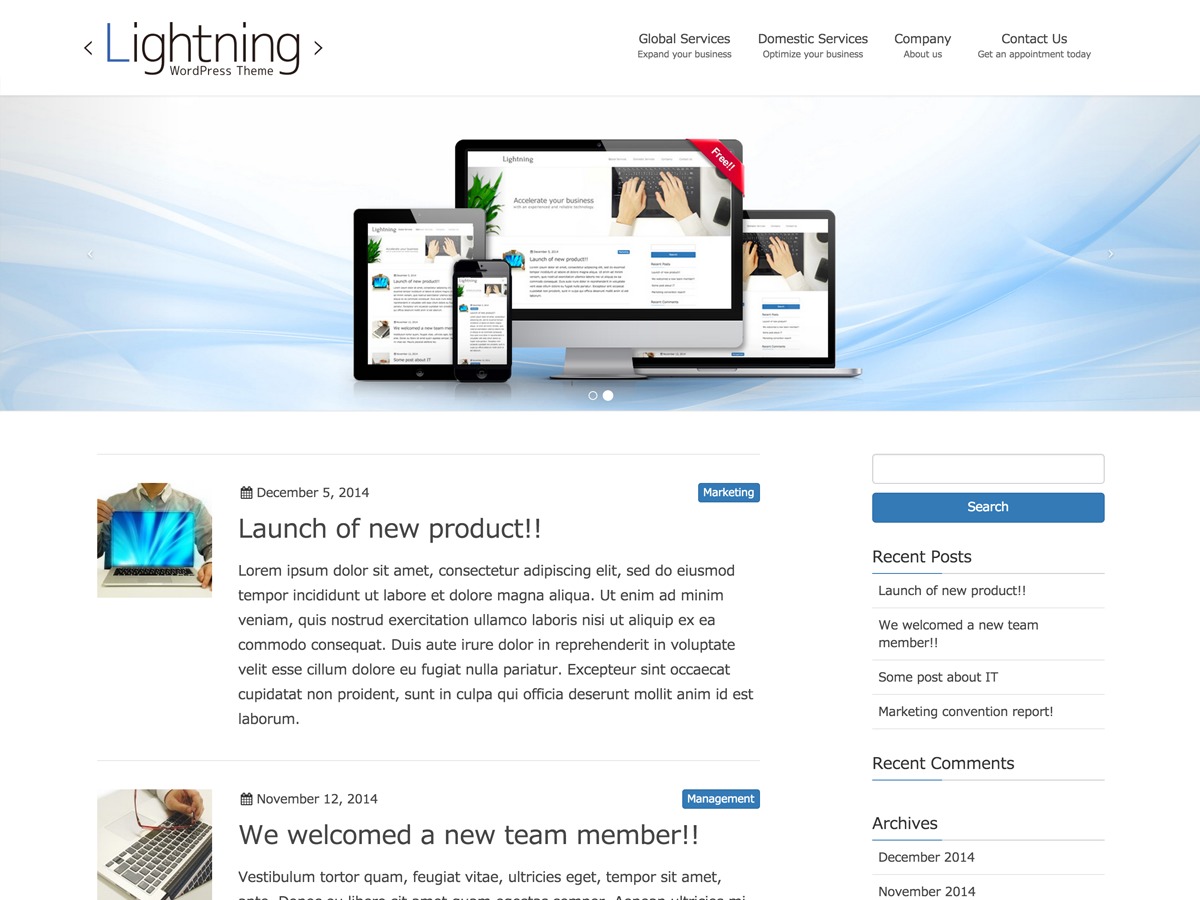 Theme WordPress Lightning by Vektor,Inc.