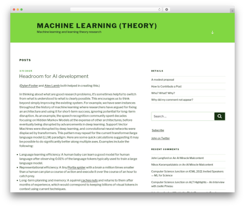 Twenty Seventeen WordPress website theme - hunch.net