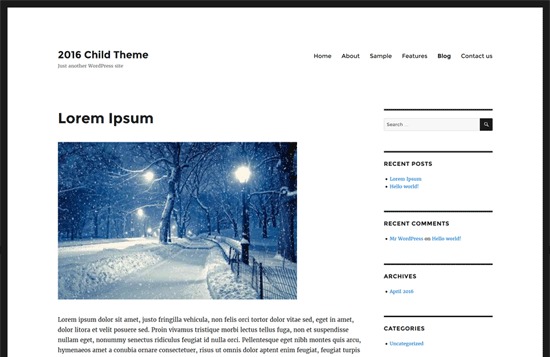 Twenty Sixteen Child WordPress blog theme by the WordPress team