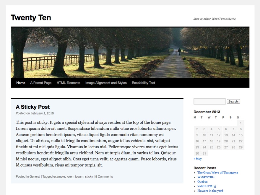 Twenty Ten WordPress theme download by the WordPress team