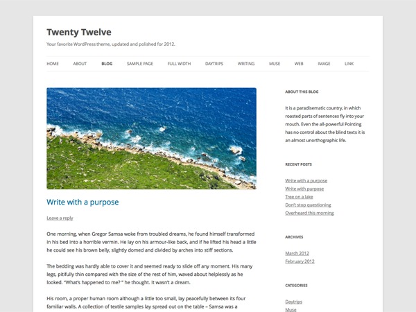 Twenty Twelve WordPress theme free download by the WordPress team