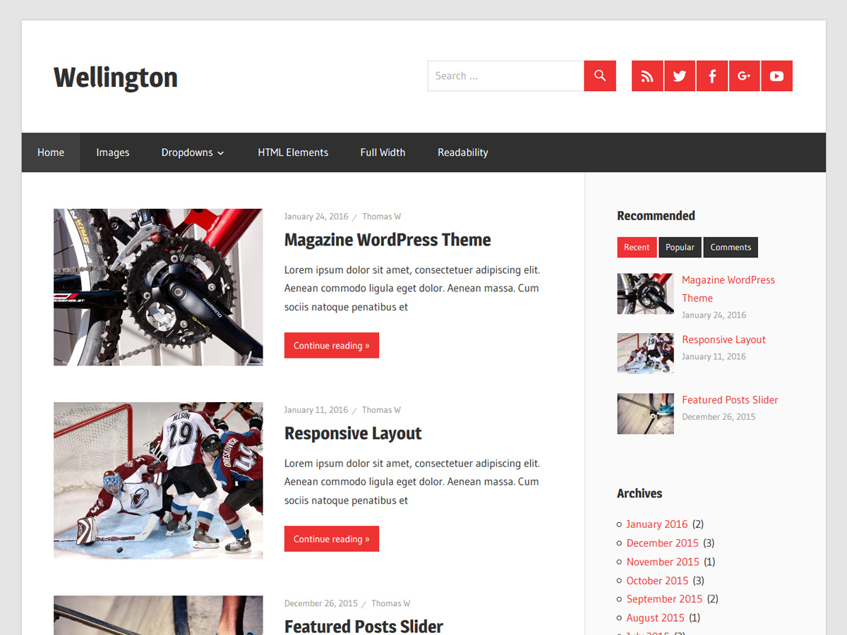Wellington newspaper WordPress theme