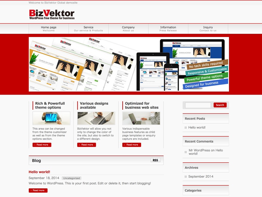 WordPress theme bizvektor_child by Vektor,Inc.