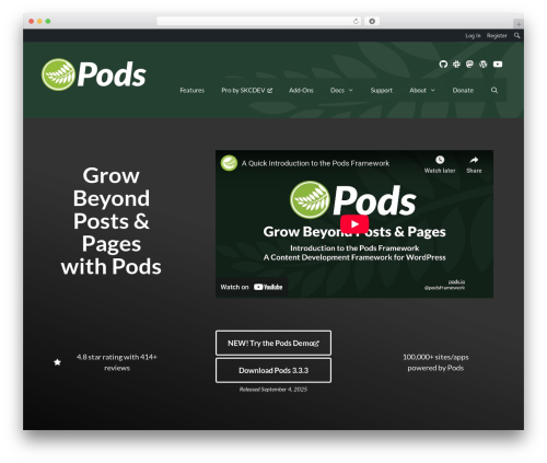 WordPress theme GeneratePress - pods.io