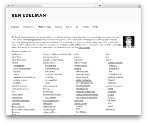 WordPress theme Twenty Seventeen - benedelman.org