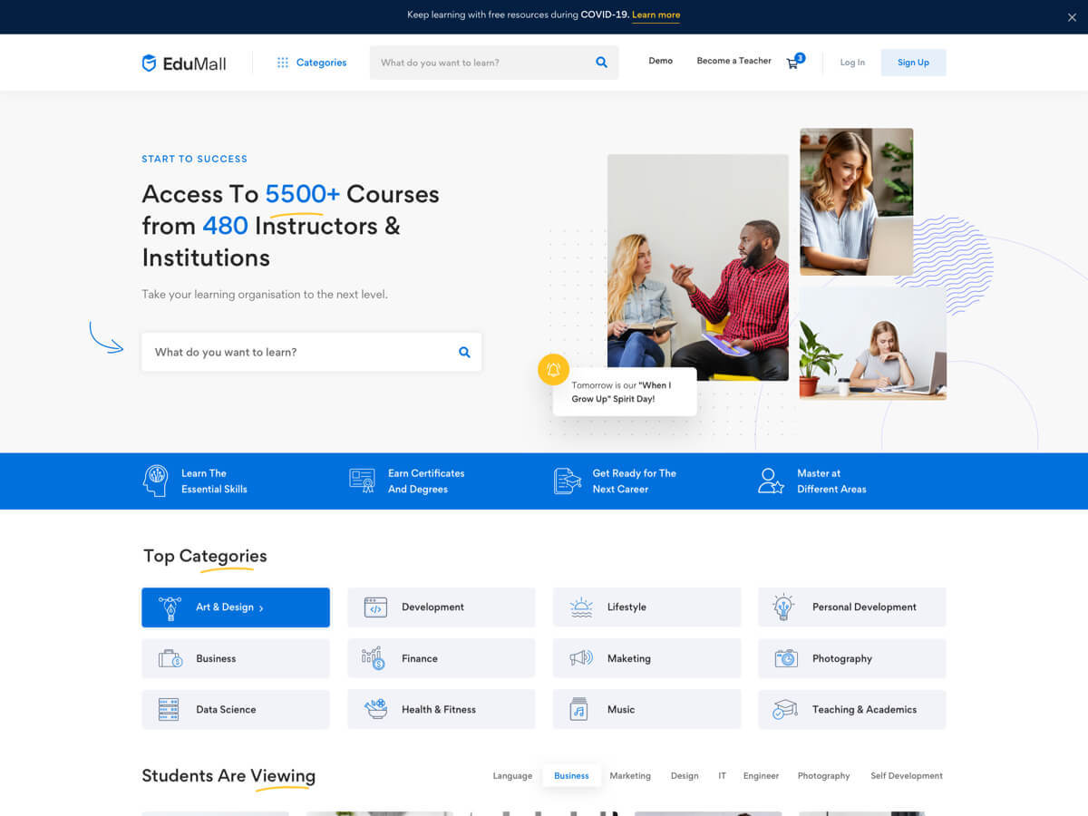 WordPress website theme Edumall Child