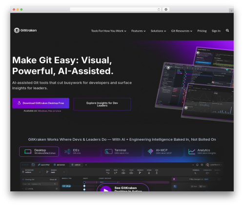 WordPress website theme Hello Elementor - gitkraken.com