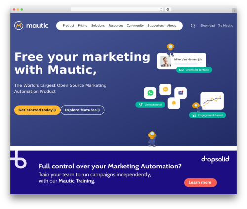 WordPress website theme Hello Elementor - mautic.org