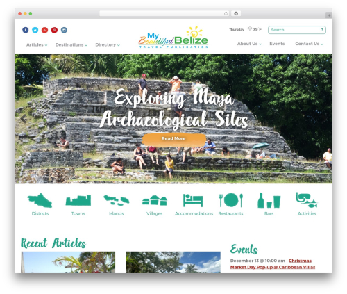 WordPress website theme My Beautiful Belize 2016 - mybeautifulbelize.com