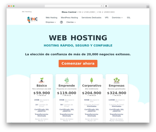 WordPress website theme Saasland - inc.cl