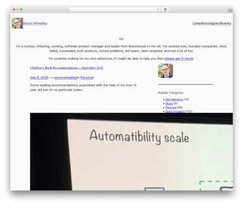 WordPress website theme Twenty Twenty-Four - simonwheatley.co.uk