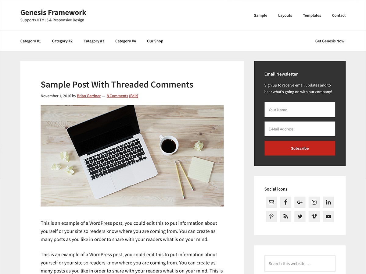 WP theme Genesis Sample by StudioPress