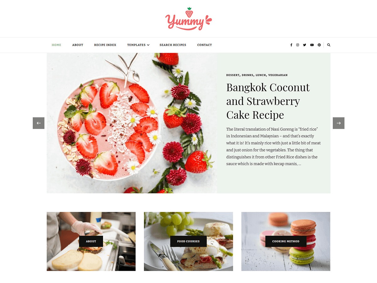 Yummy Recipe WordPress ecommerce theme